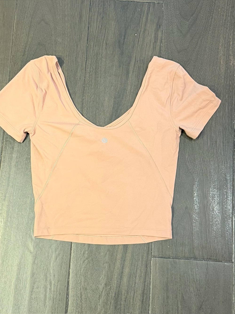 lululemon athletica Peach Short-Sleeve Scoop-Neck Cropped Top
